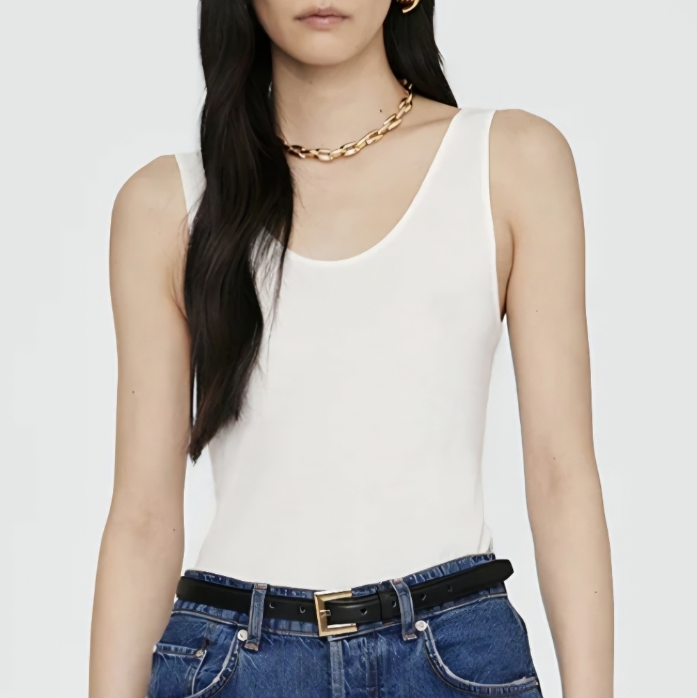 Anine Bing White Ginny Bodysuit Size M